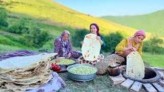 IRAN Daily Village Life! Baking Lavash Bread in Tandoor and Harvesting Broad Beans