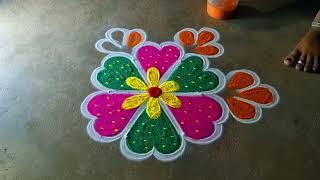 Newyear diyamuggulu designs 3*2 Pongal special bhoki flowers kolam margazhi kolangal