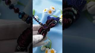 DIY Dragonfly brooch/Luxurious handmade/Фиолетовая брошь стрекоза/insect/Crystal brooch #shorts