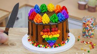 Yummy Chocolate Cake  Satisfying Miniature Rainbow Chocolate Buttercream Cake  Coco Cakes