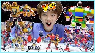 자작 로봇  vs 타노스  대결이다 ~ 엄마랑 꿀잼 상황극!  레고 어벤져스 맥로봇! 최강자 대결! LEGO AVENGERS 정훈TV