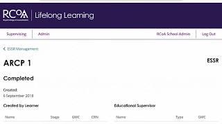 RCoA Lifelong Learning: Annual Review of Competence Progression (ARCP)