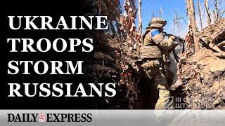 Ukraine troops clear Russian trench near Kharkiv in POV footage