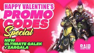 ST. VALENTINE'S DAY Raid Shadow Legends PROMO CODES  FREE Ultimate Galek & Zargala!