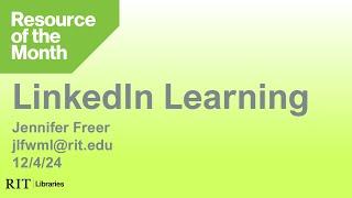 Resource of the Month: LinkedIn Learning (December 2024)