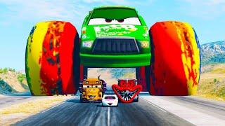 Epic Escape: Cyber Lightning McQueen vs Giant Chick Hicks Eater | BeamNG.Drive