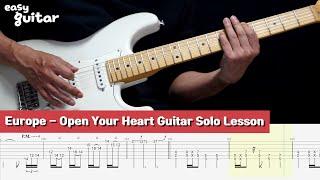 Europe - Open Your Heart Guitar Solo Lesson With Tab Part 2/2(Slow Tempo)