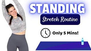 SIMPLE 5 MIN STANDING STRETCH ROUTINE TO HELP YOU RELAX EASILY AT HOME! (Beginner Friendly)