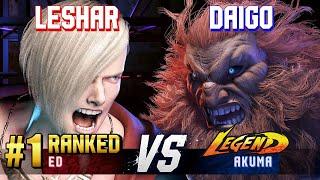 SF6 ▰ LESHAR (#1 Ranked Ed) vs DAIGO (Akuma) ▰ High Level Gameplay