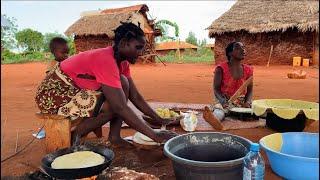 African Village Life Of Fatherless Rural Kids, Single Mothers #cooking Organic Vegetable bread