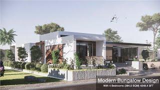 Modern Bungalow House Design with 4 Bedrooms (26.3x15 Meters)