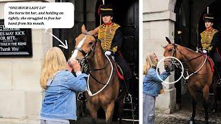 "ONE-HOUR LADY 2.0": She Annoys the Horse, King's Troop Moves Horse Away from This Tourist in London