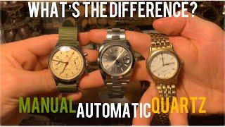 The difference between Mechanical Manual, Automatic & Quartz Watches