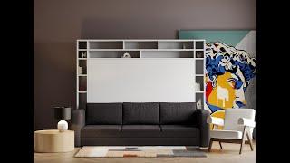 Murphy Bed with Sofa & Shelves (Space Saving Furniture) by Murphy Bed NYC