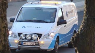 Uppsala Vatten på utryckning i Uppsala med blinkande ljus