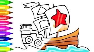 How to Draw Pirate Ship Coloring Pages and Boat Coloring Pages for kids - Sail Boat Coloring Pages