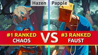 GGST ▰ Hazen (#1 Ranked Happy Chaos) vs Papple (#3 Ranked Faust). High Level Gameplay
