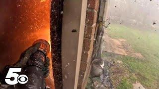 Firefighter's bodycam shows battling housefire first-hand