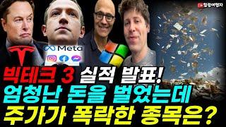 마이크로소프트 메타 테슬라! 빅테크 3 실적 발표! 엄청난 돈을 벌었는데도 주가가 폭락한 종목은?? ASML 스타벅스 실적! 앞으로 다음 분기 전망은?