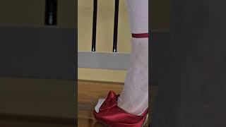I walk in hosiery and high heels