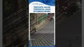 Viral Video Detik-detik Penyapu Jalan Terpental Jauh Tertabrak Mobil, Pengemudi Diduga Mengantuk