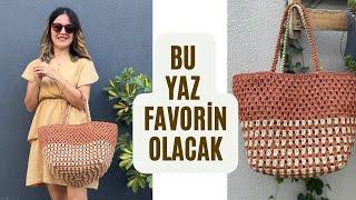 GÖRENLER ÇOK SEVDİ  ÇOOK KOLAY ŞIK KULLANIŞLI ÇANTA YAPIYORUZ  #crochetbag