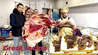 Cutting 700 kg Camel | Camel Meat Dish | Sagban food