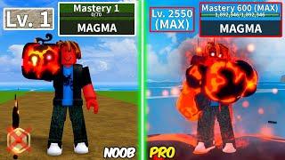 Level 1 to Max Level as Noob Bacon using only Magma Fruit | Full gear Human V4 with Zero Robux & F2P