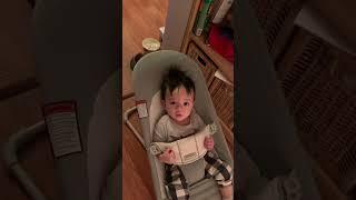 Baby seeing the Christmas tree lit up for the first time #babyboy #baby #cutebaby #adorablebaby