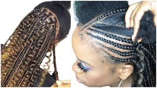 $19 Lightweight Cornrows to try | feeding in braids vs Knotless braiding for beginners |ombre braids