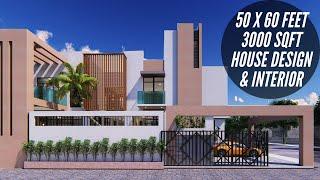 50X60 Feet Luxurious Contemporary House with Pool & Home Theater | 3000 sqft Villa Design | ID-047