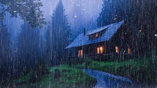 HEAVY RAIN on Roof for Deep Sleep & Insomnia Relief | Night Thunderstorm for Insomnia, Relax, ASMR