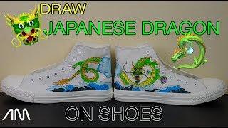 JAPANESE DRAGON on shoes - homemade