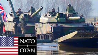 US Army, NATO. Tanks and bridge systems during military training in Poland.