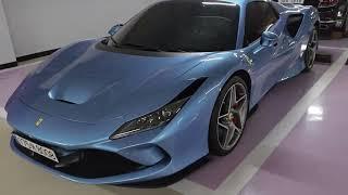 Ferrari F8 tributo skyblue in SOUTH KOREA DETAIL SHOT HQ 8K 4K / 페라리 F8 트리뷰토 국내 주차장 디테일 직촬 고화질 8K 4K