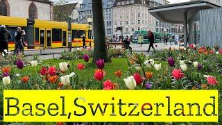 Basel Switzerland Spring 2024  Walking Tour 4K/60fps