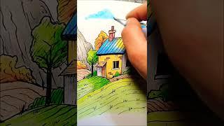 Colorful Landscape Scenery Drawing