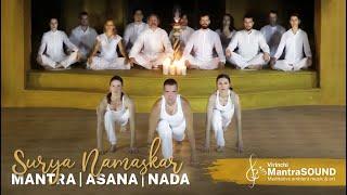 Surya Namaskar mantra, asana & yoga music | 12 rounds  - 12 mantra lyrics of Sun Salutation