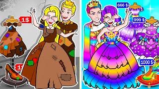 [paper dolls] Rich vs Poor Princess and Prince vs Bad Queen | Rapunzel Family 놀이 종이