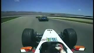 Onboard Formula 1 2004 Takuma Sato (on fire/kamikaze) USA-EUA