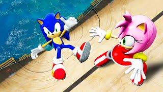 GTA 5 Sonic vs Amy Epic Jumps - Ragdolls Stunts & Fails #8