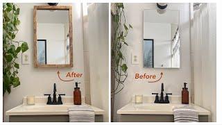 DIY MIRROR FRAME UNDER $10 | MODERN |RENTER FRIENDLY MIRROR CABINET FRAME