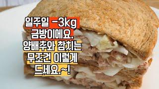 양배추와 참치를 이렇게 먹었더니! 아랫배가 싹~ 빠졌어요. 맛보장 양배추참치 샌드위치 만들기