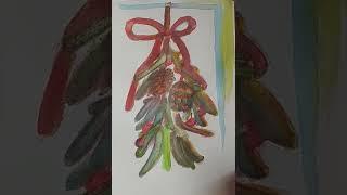 mistletoe Watercolor painting  #doodlewash,#watercolorpainting