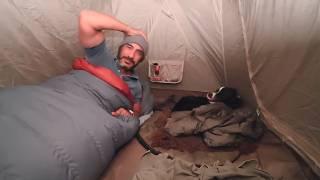 Truck Camping Tent In Mountain Rain Storm