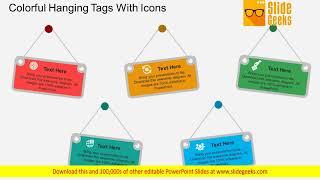 Colorful Hanging Tags With Icons Powerpoint Template