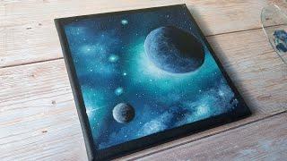 Galaxy space / easy acrylic painting ideas for beginners ️