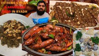 Trying Extreme ARMENIAN & SYRIAN Food Kharoof Mahshi Kabab Laham Kabab Armenian  In Ryadh Saudi Arab