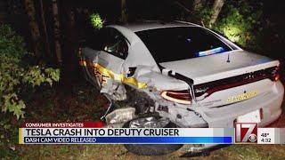 Dashcam video shows aftermath of Tesla plowing into Nash County deputy’s cruiser