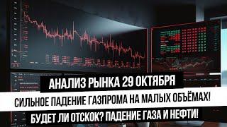 Анализ рынка 29 октября. Газпром утянул индекс вниз! Будет ли отскок? Мощное падение газа и нефти.